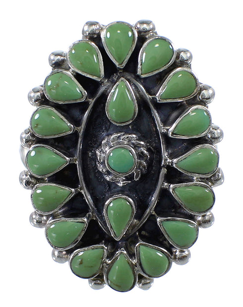 Turquoise Needlepoint Sterling Silver Ring Size 8 FX92789